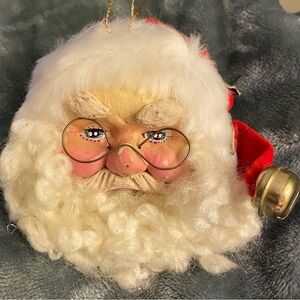 Vintage Santa head ornament hat spectacles St Nick ornament #11